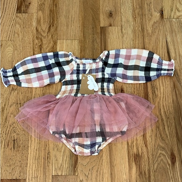 Angel Dear Plaid and Pink Tulle Dress - Picture 3 of 4